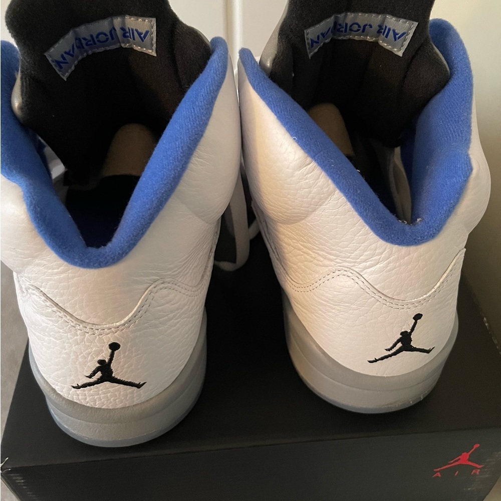 White and blue Jordan 5